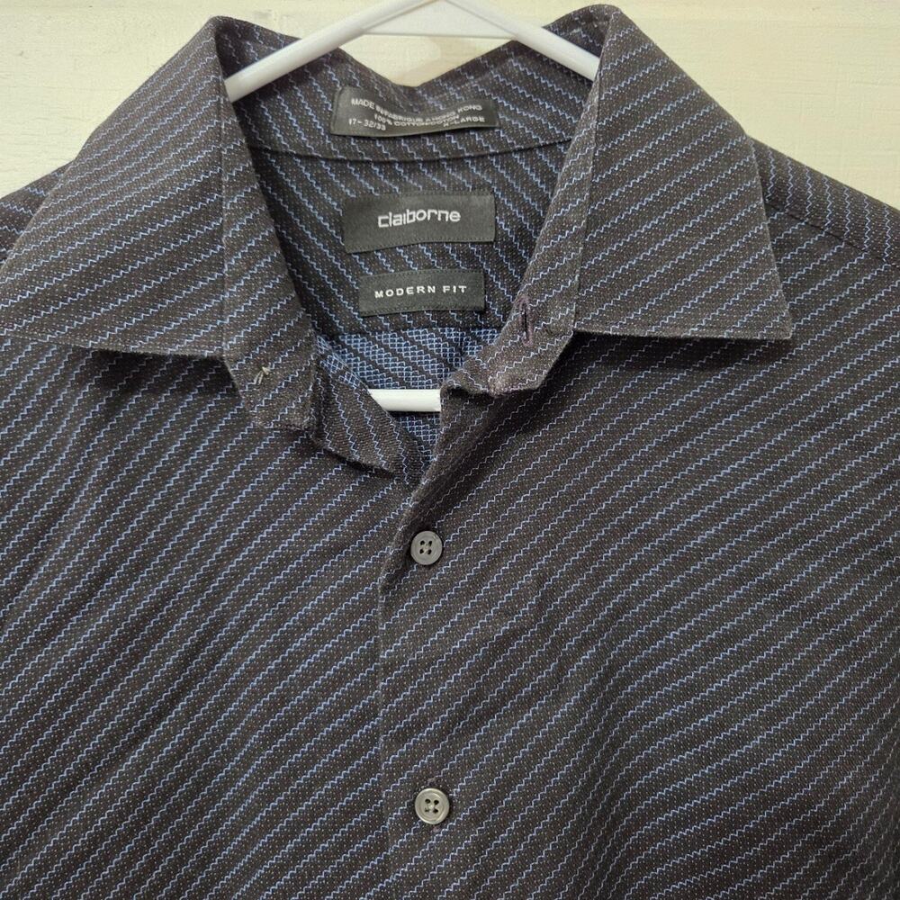 Claiborne Men's Modern Fit Black Button Front Shirt size XL
